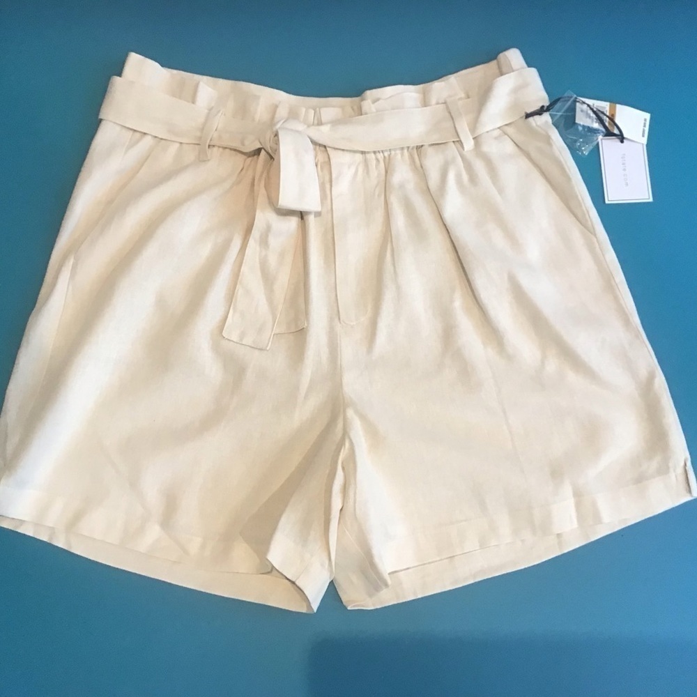 Linen blend 1 State Plus Sz cotton lined natural shorts Tie Belt 20W (3X) NWT